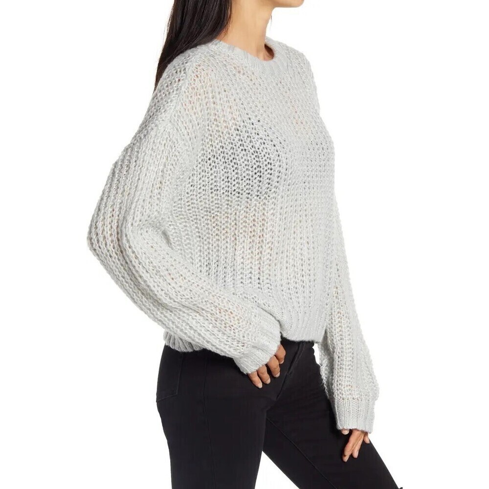 SOCIALITE Women's Loose Stitch Crewneck Pullover In Grey Size XS